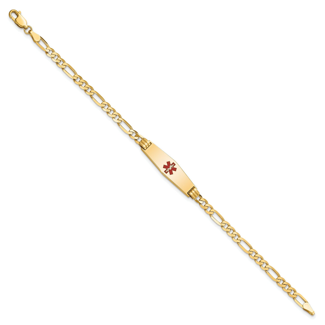 14K Yellow Gold Figaro Link Medical ID Bracelet