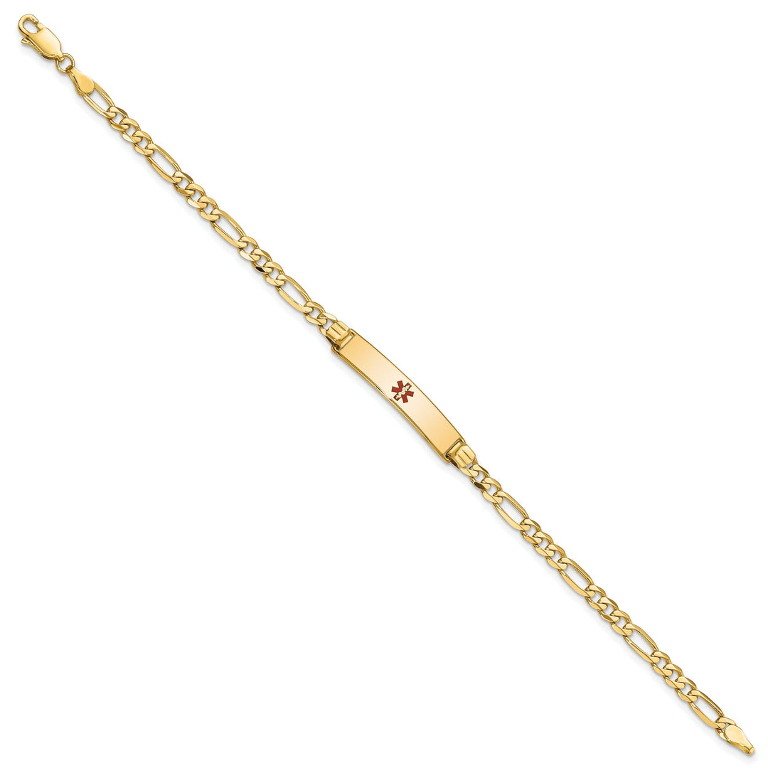 14K Yellow Gold Figaro Link Medical ID Bracelet