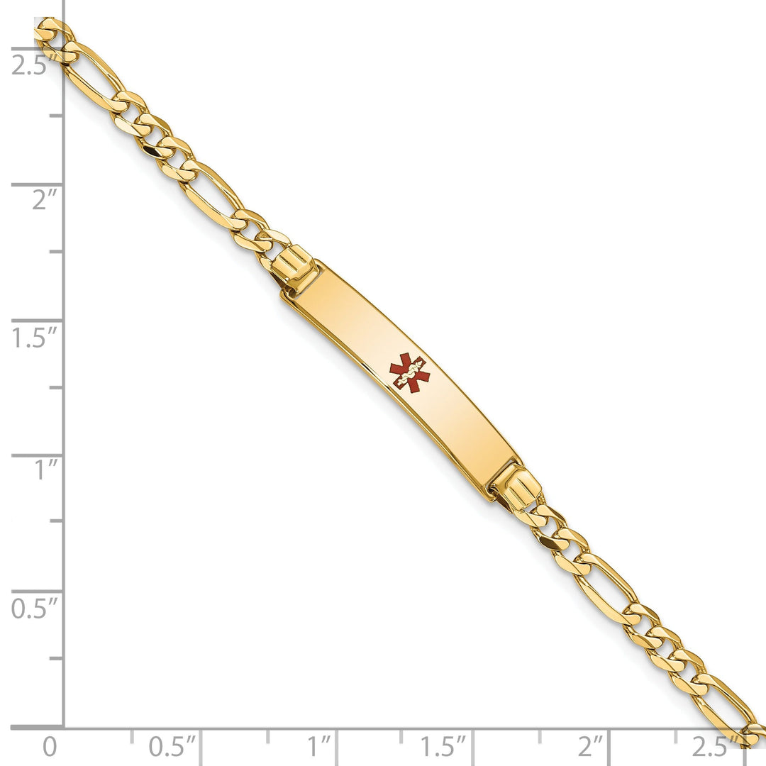 14K Yellow Gold Figaro Link Medical ID Bracelet