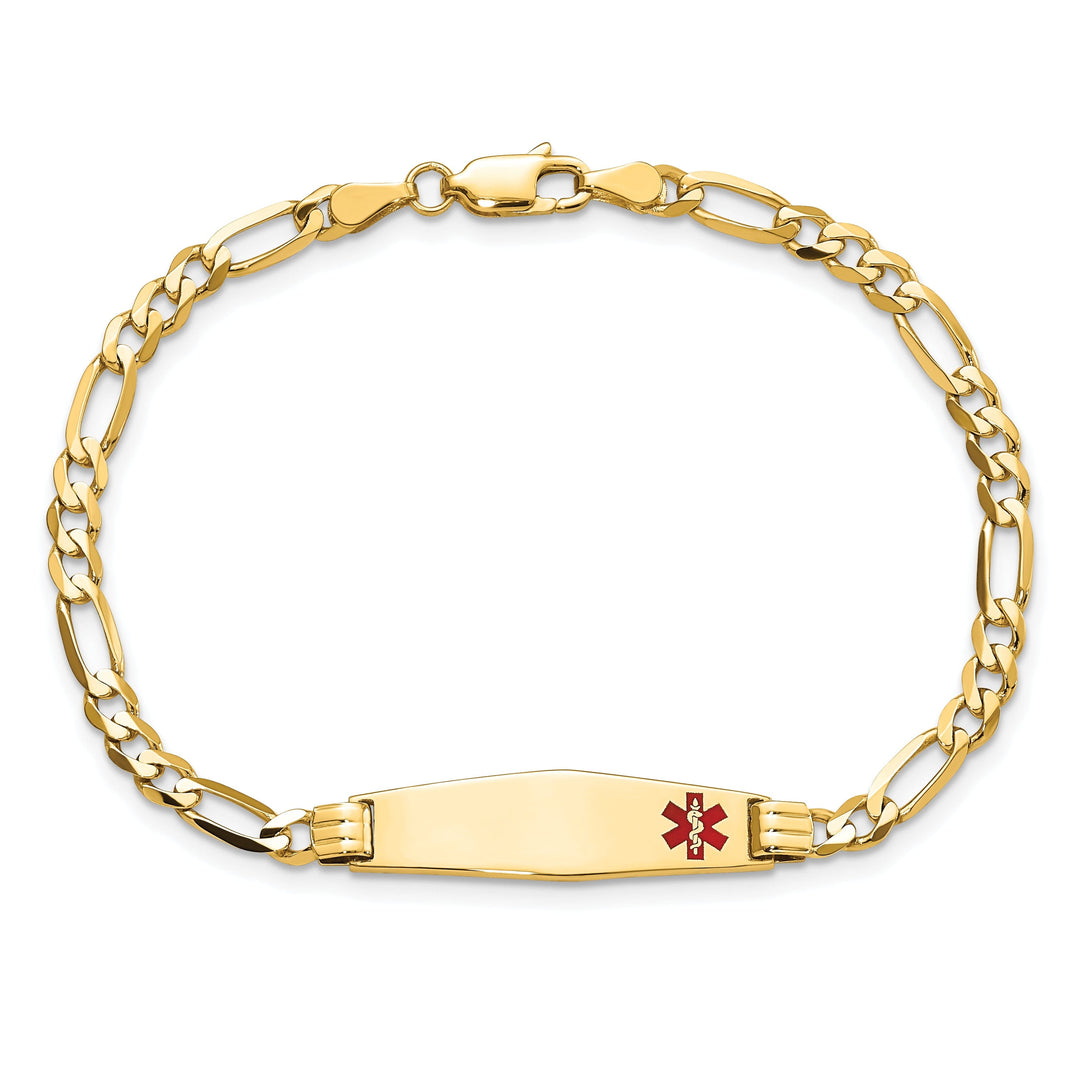 14K Yellow Gold Figaro Link Medical ID Bracelet