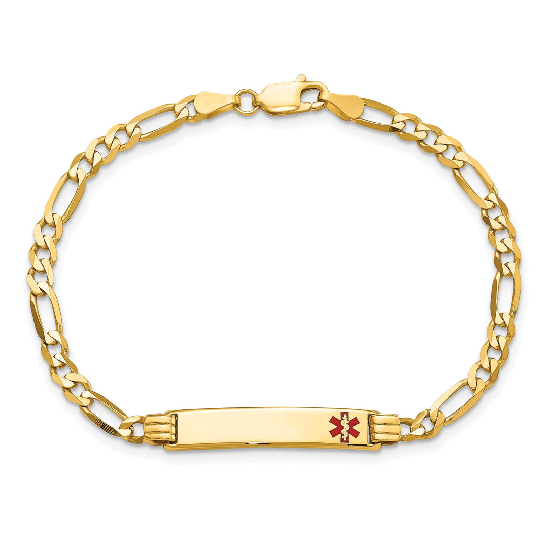 14K Yellow Gold Figaro Link Medical ID Bracelet