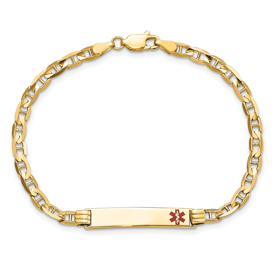 14K Yellow Gold Anchor Link Medical ID Bracelet