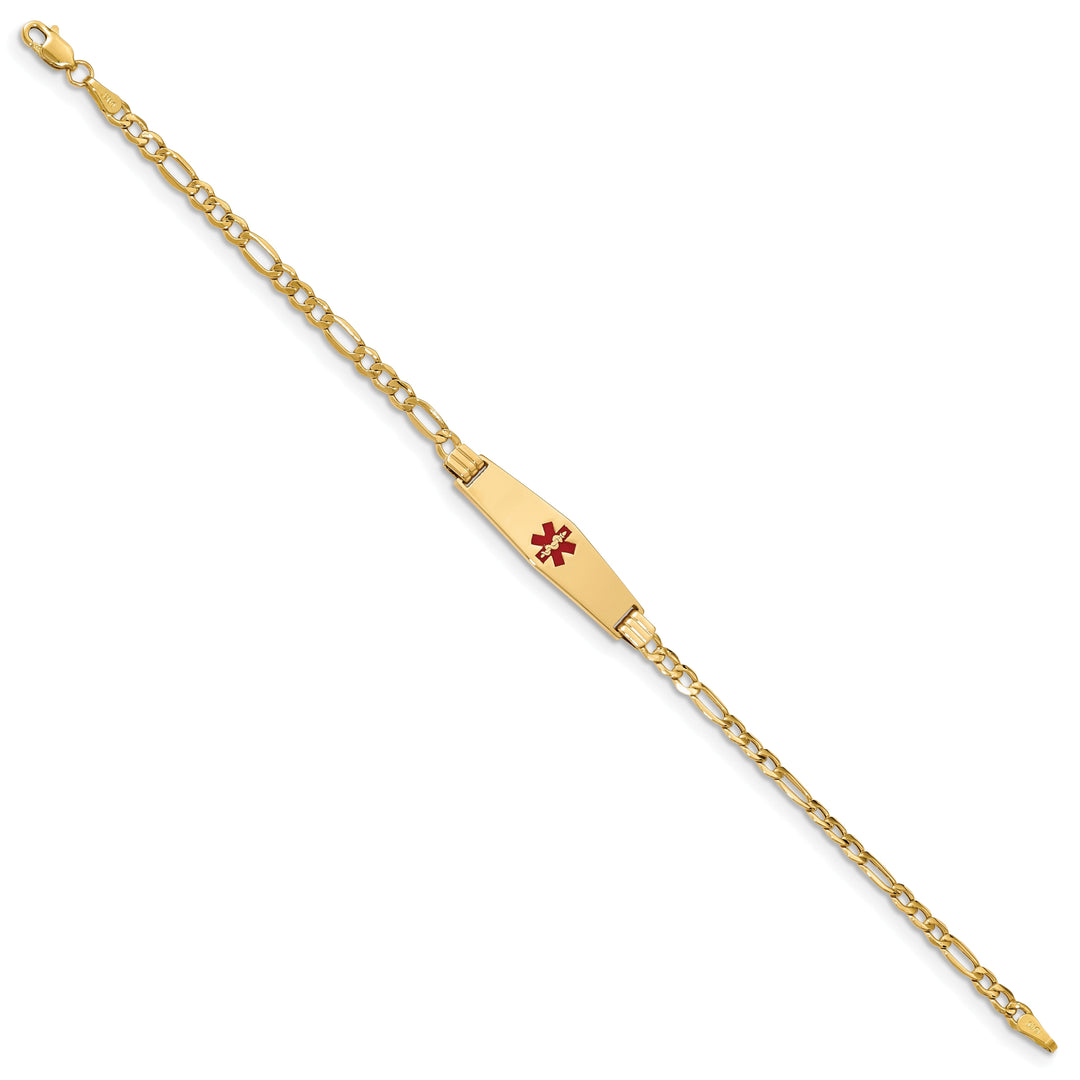 14K Yellow Gold Figaro Link Medical ID Bracelet