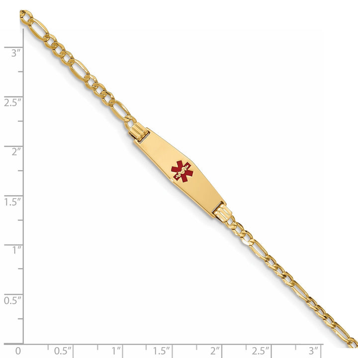 14K Yellow Gold Figaro Link Medical ID Bracelet