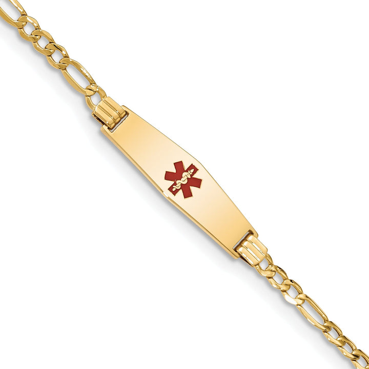 14K Yellow Gold Figaro Link Medical ID Bracelet