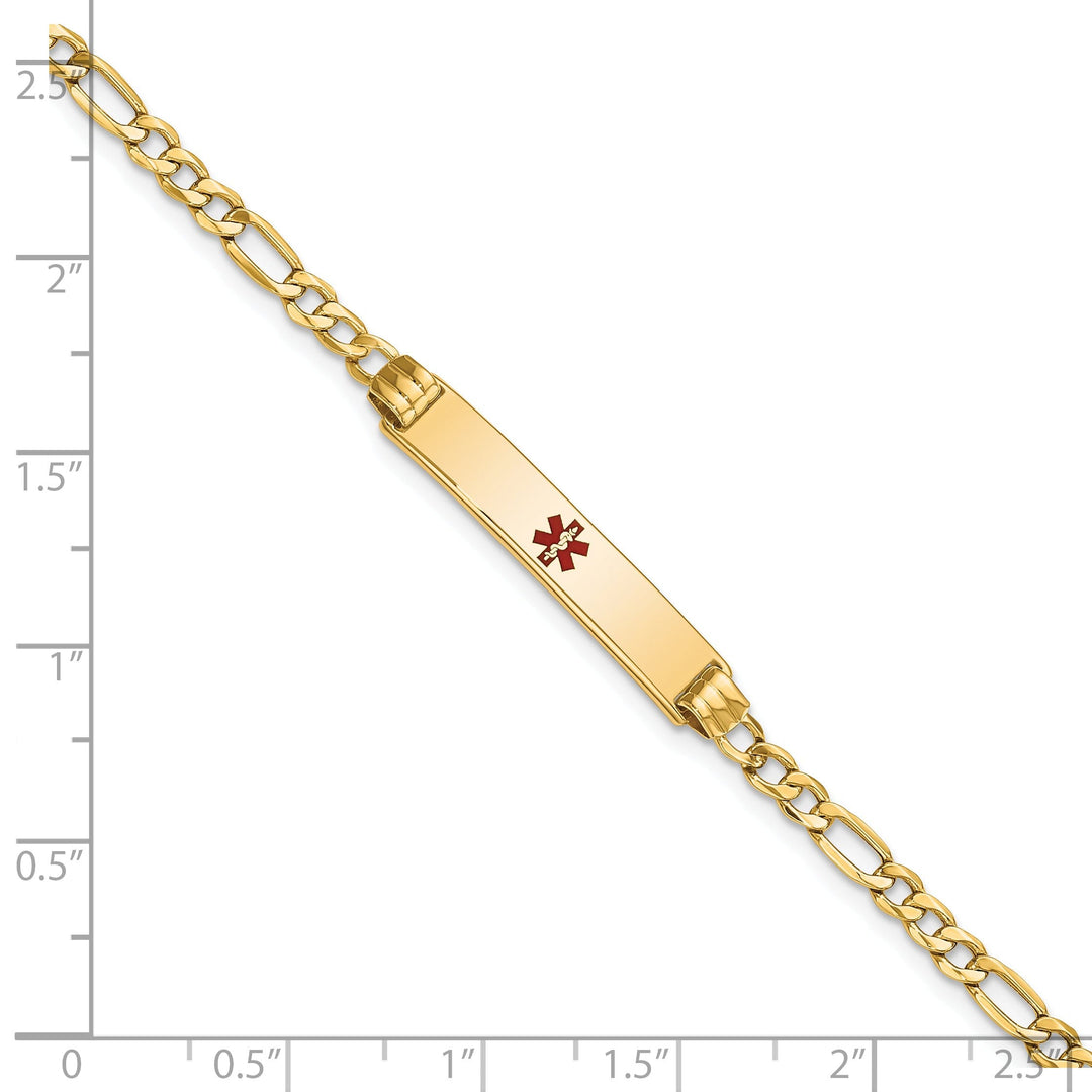 14K Yellow Gold Figaro Link Medical ID Bracelet