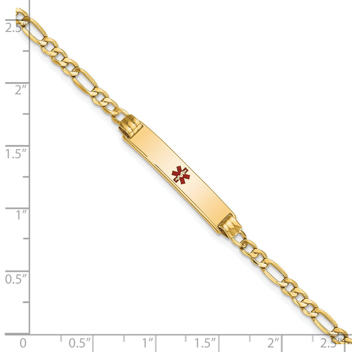 14K Yellow Gold Figaro Link Medical ID Bracelet