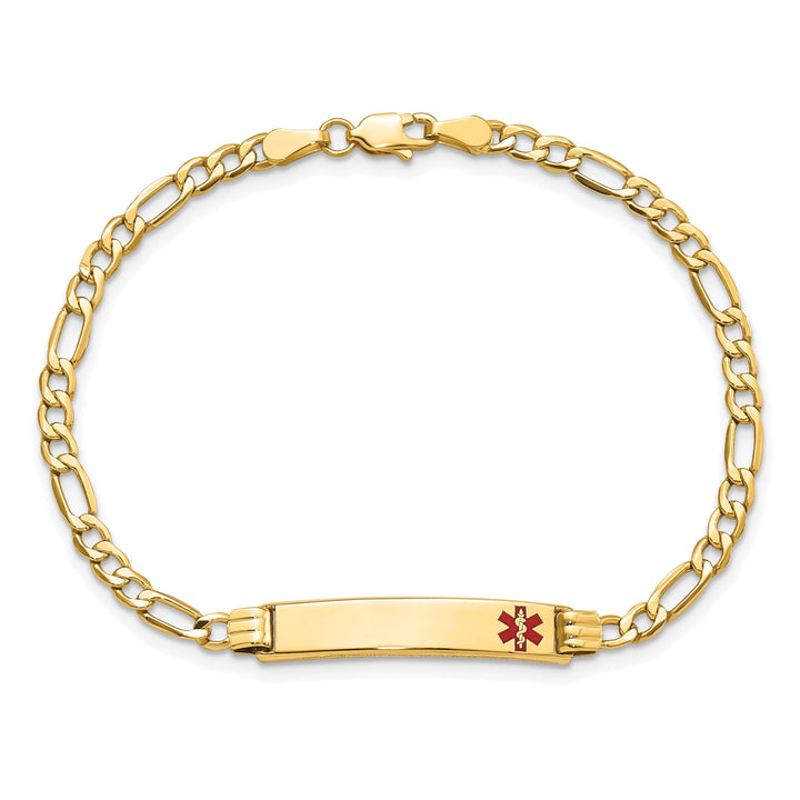 14K Yellow Gold Figaro Link Medical ID Bracelet