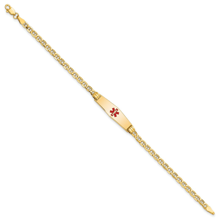 14K Yellow Gold Anchor Link Medical ID Bracelet