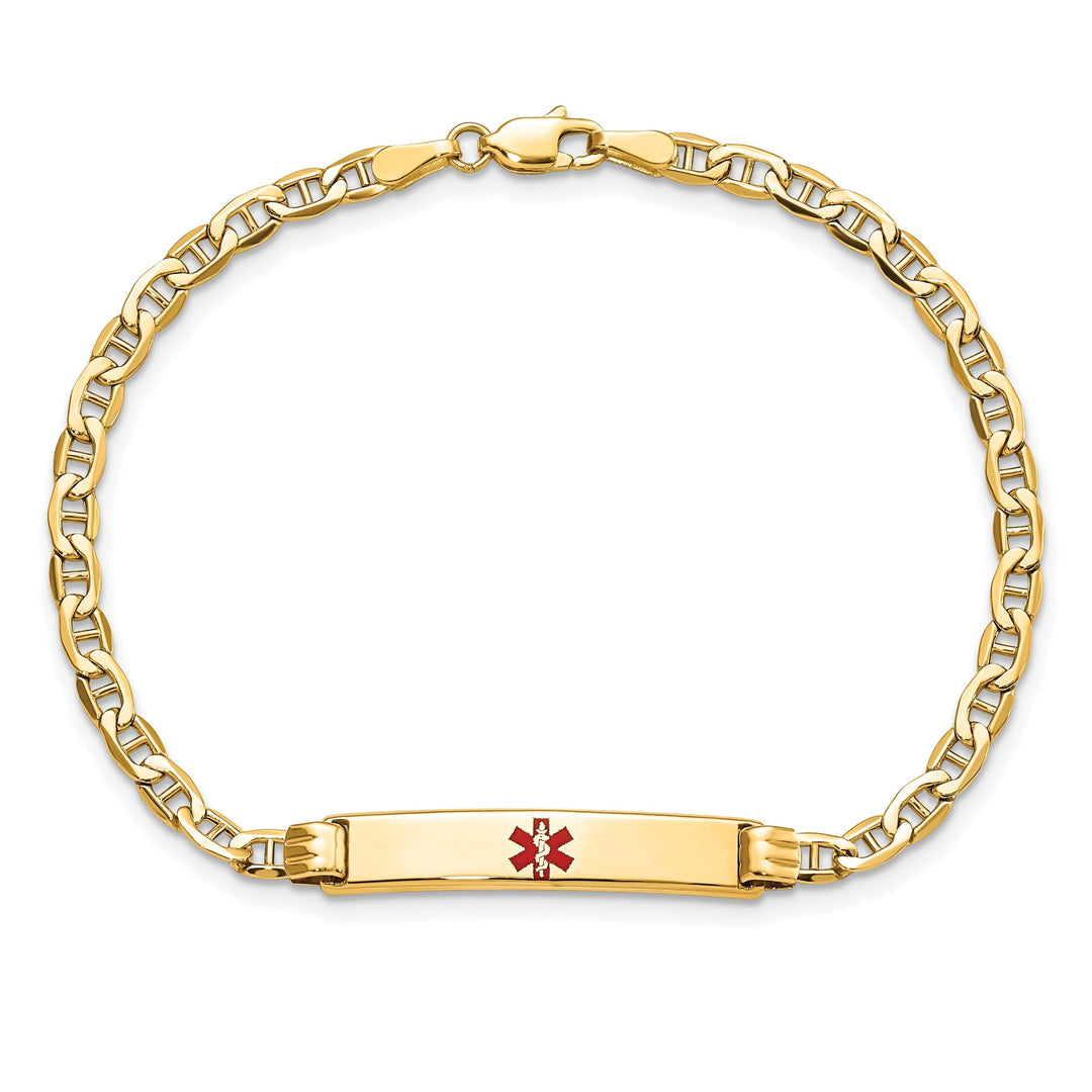 14K Yellow Gold Anchor Link Medical ID Bracelet