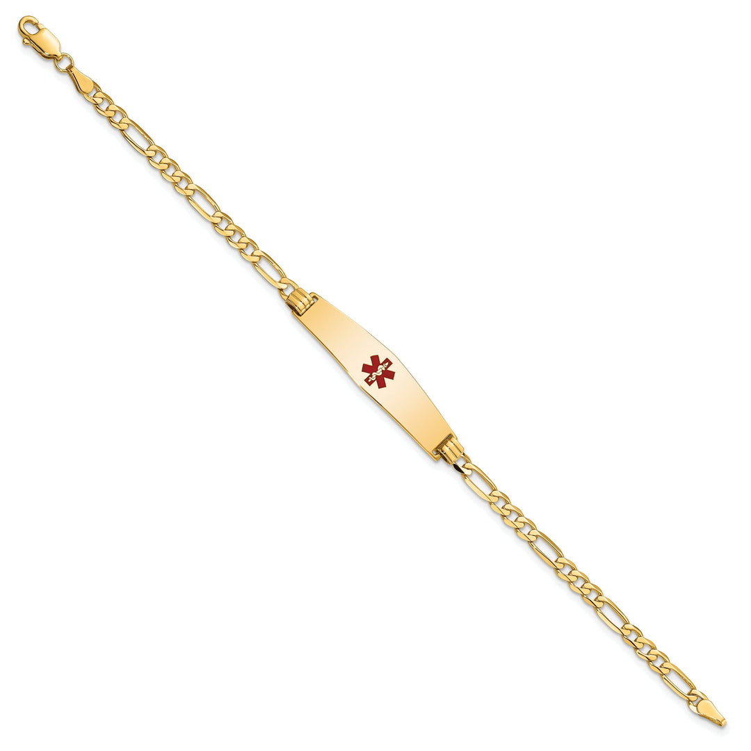 14K Yellow Gold Figaro Link Medical ID Bracelet