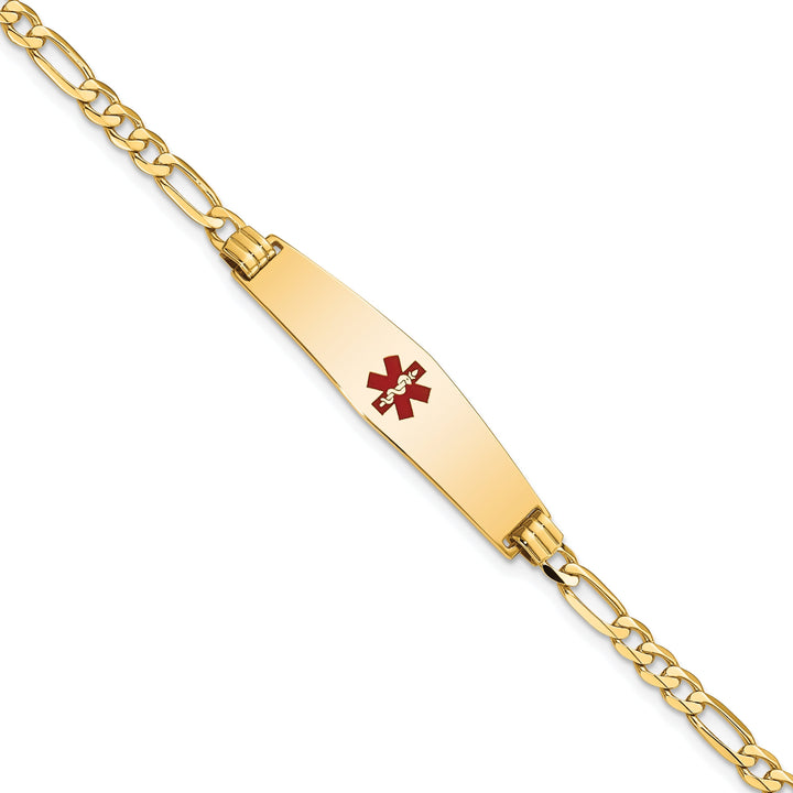 14K Yellow Gold Figaro Link Medical ID Bracelet