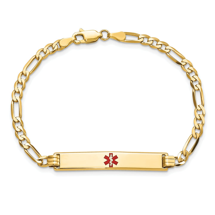 14K Yellow Gold Figaro Link Medical ID Bracelet