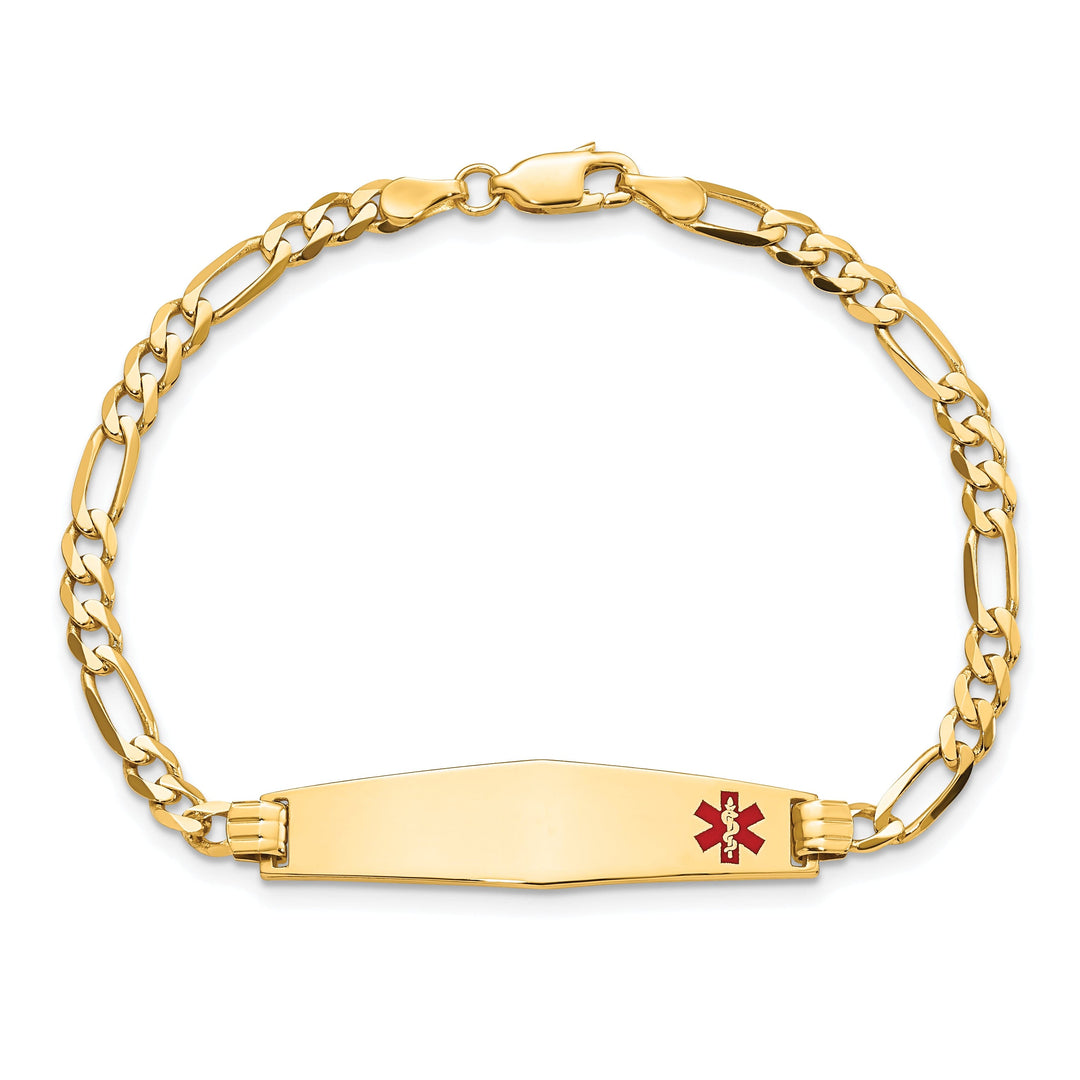 14K Yellow Gold Figaro Link Medical ID Bracelet