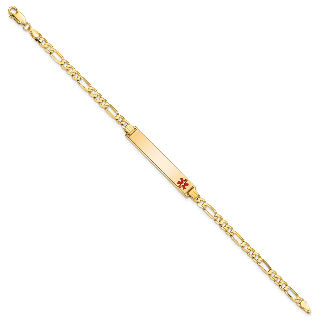 14K Yellow Gold Figaro Link Medical ID Bracelet