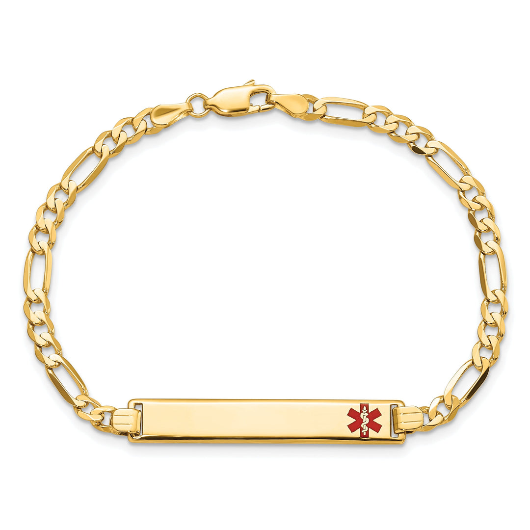 14K Yellow Gold Figaro Link Medical ID Bracelet