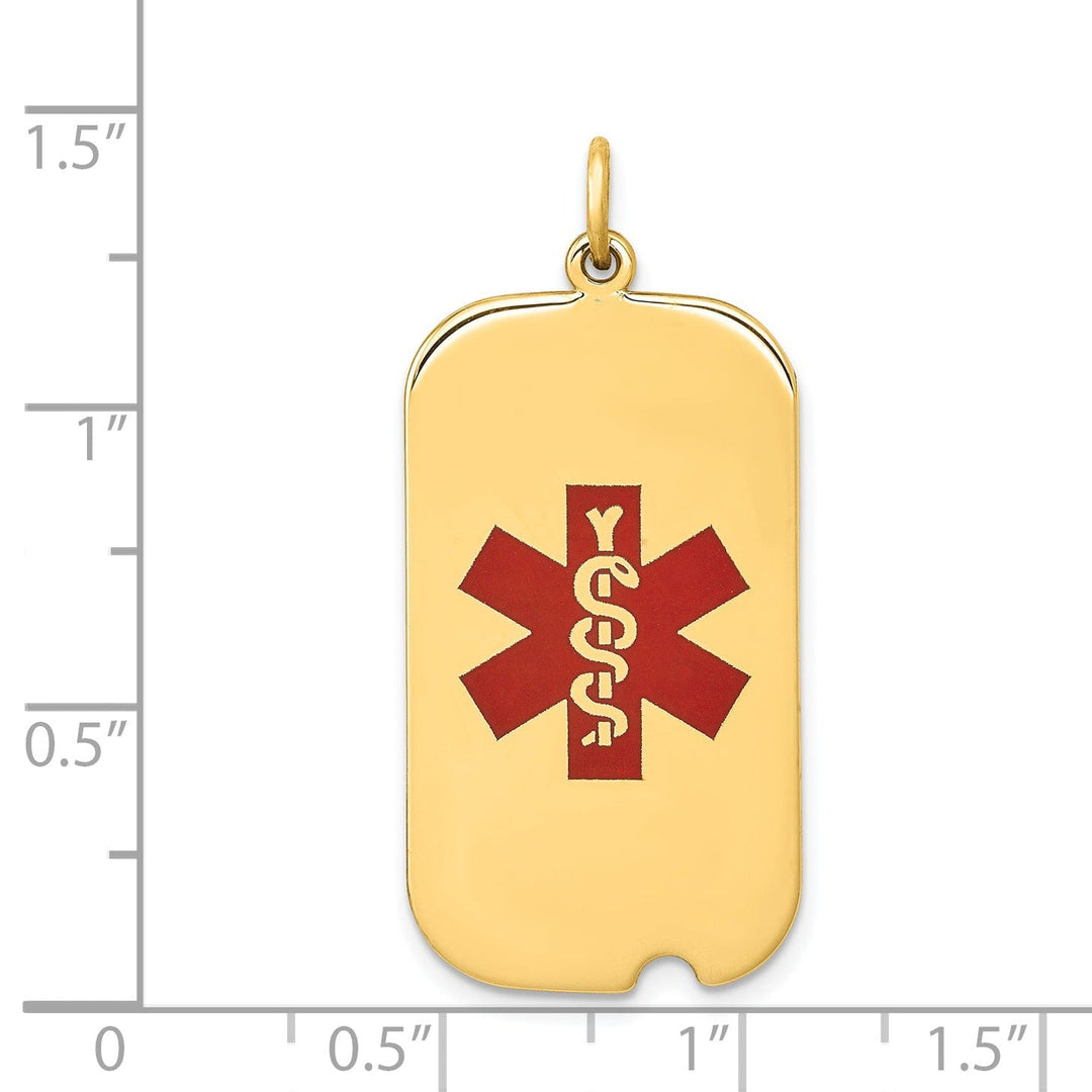 14k Yellow Gold Medical Alert ID Charm Pendant