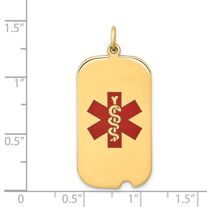 14k Yellow Gold Medical Alert ID Charm Pendant