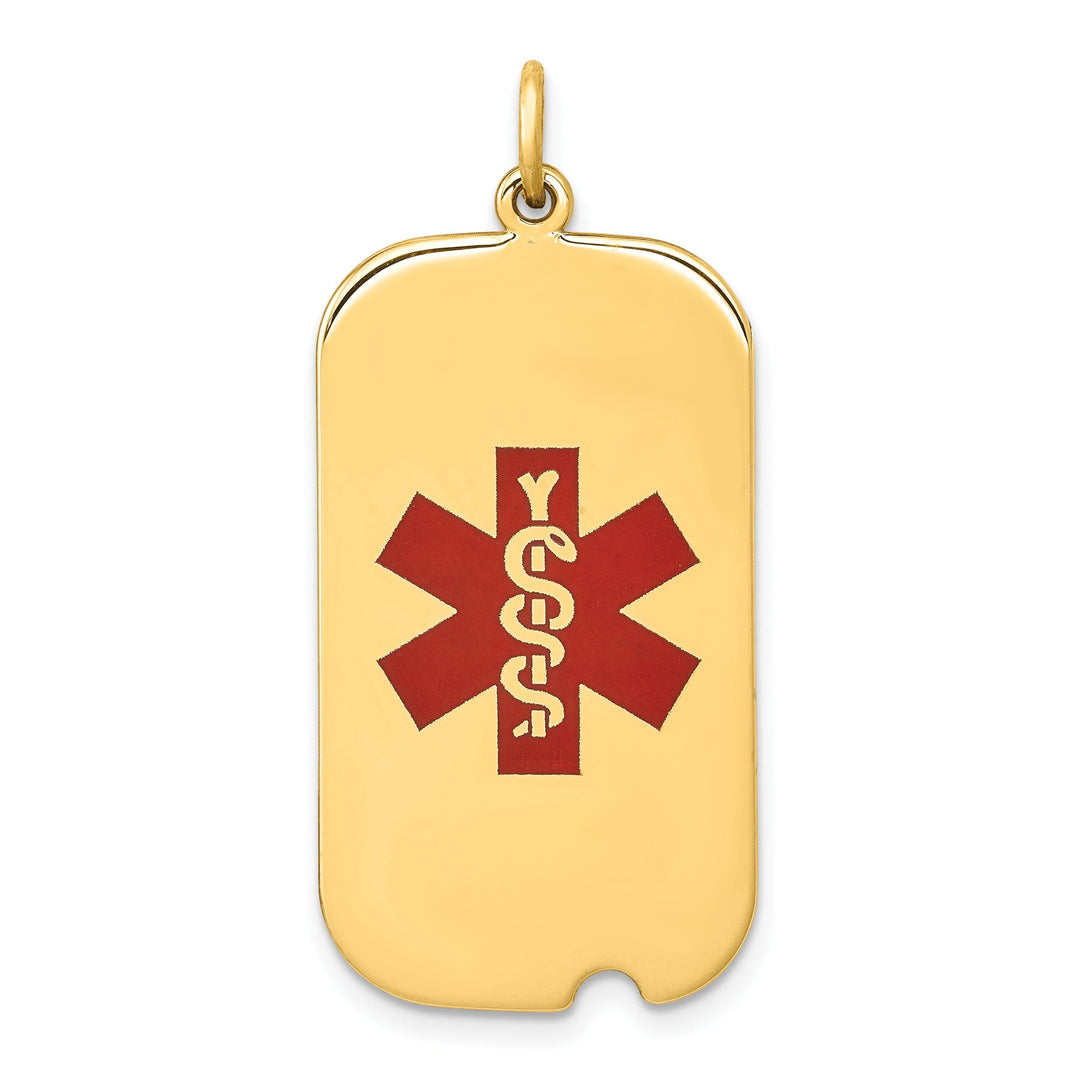 14k Yellow Gold Medical Alert ID Charm Pendant