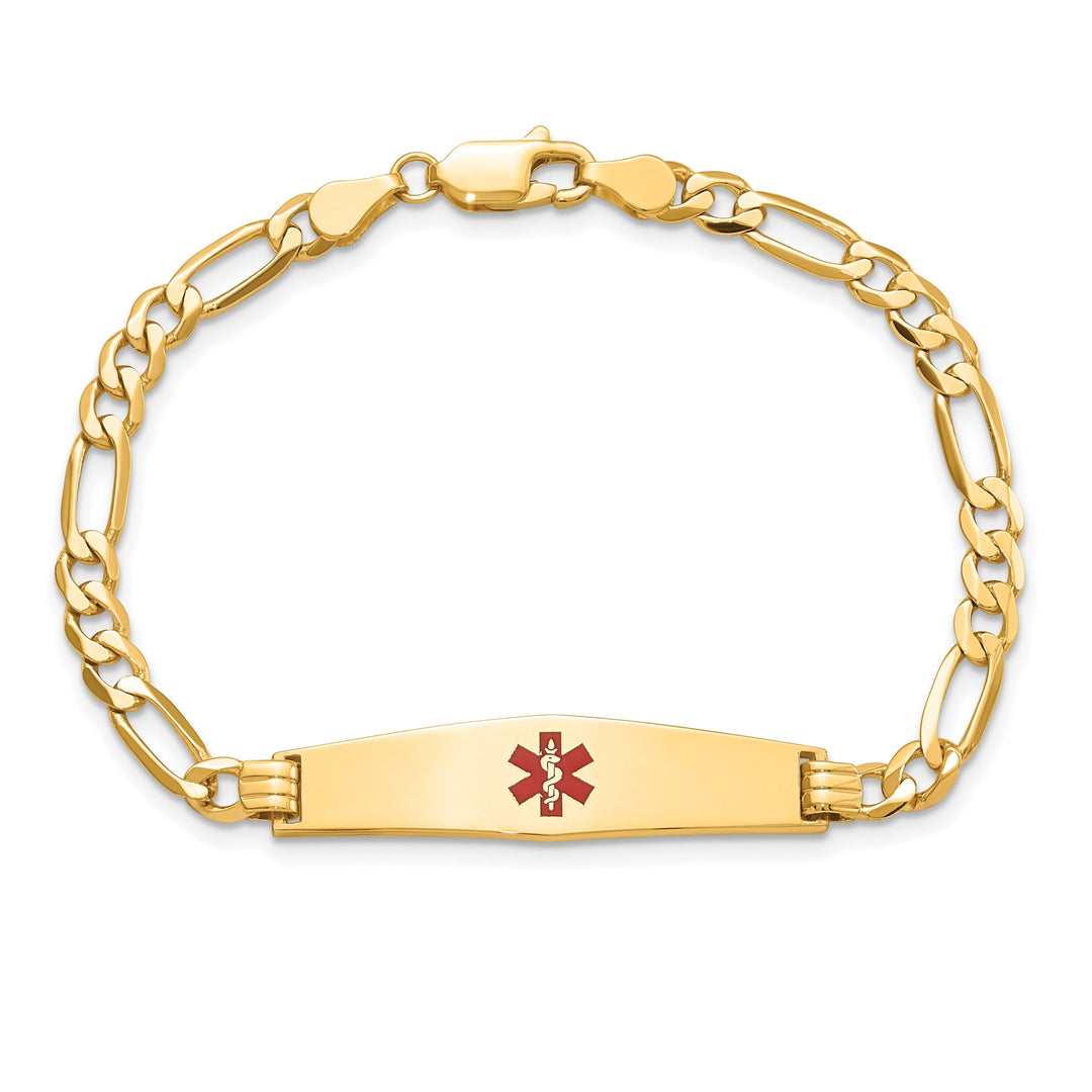 14K Yellow Gold Figaro Link Medical ID Bracelet