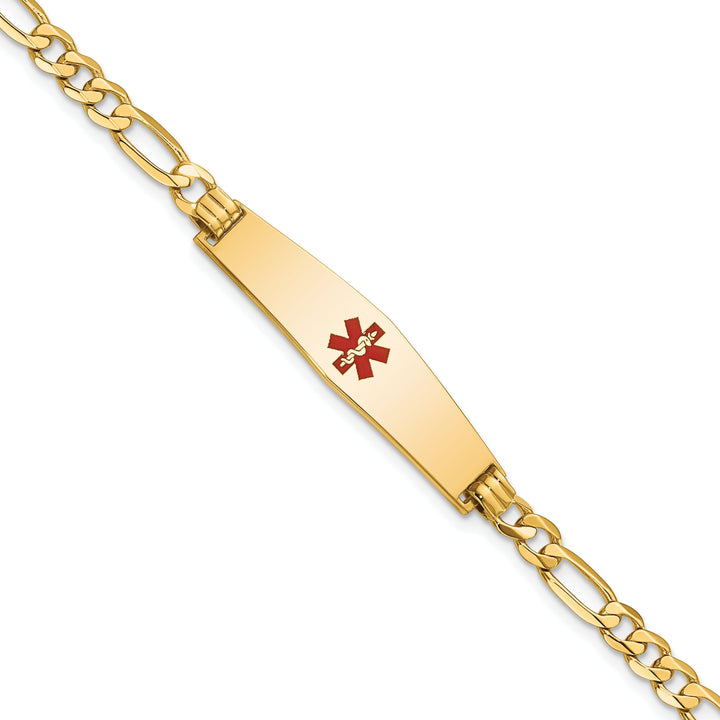 14K Yellow Gold Figaro Link Medical ID Bracelet