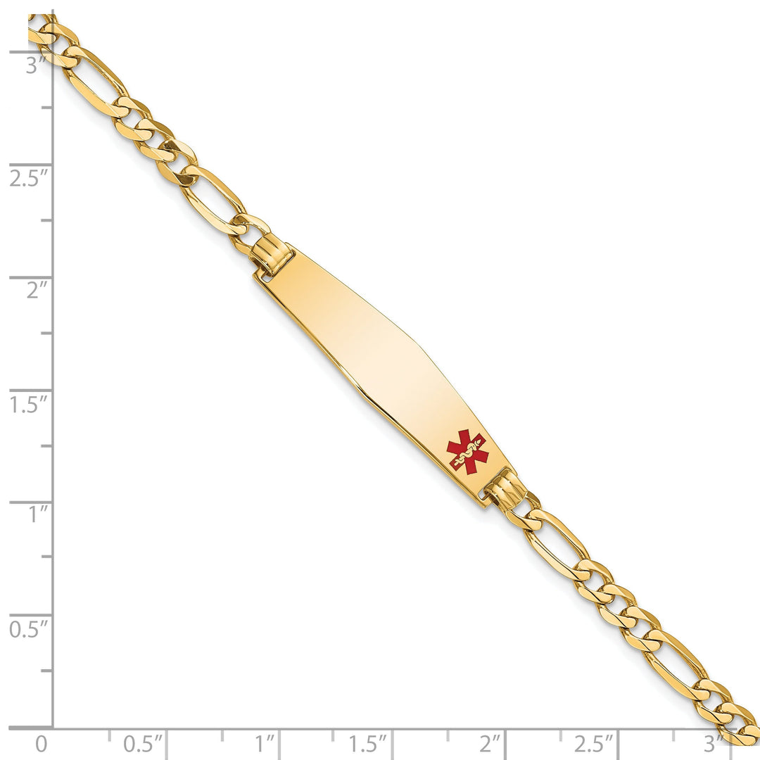 14K Yellow Gold Figaro Link Medical ID Bracelet