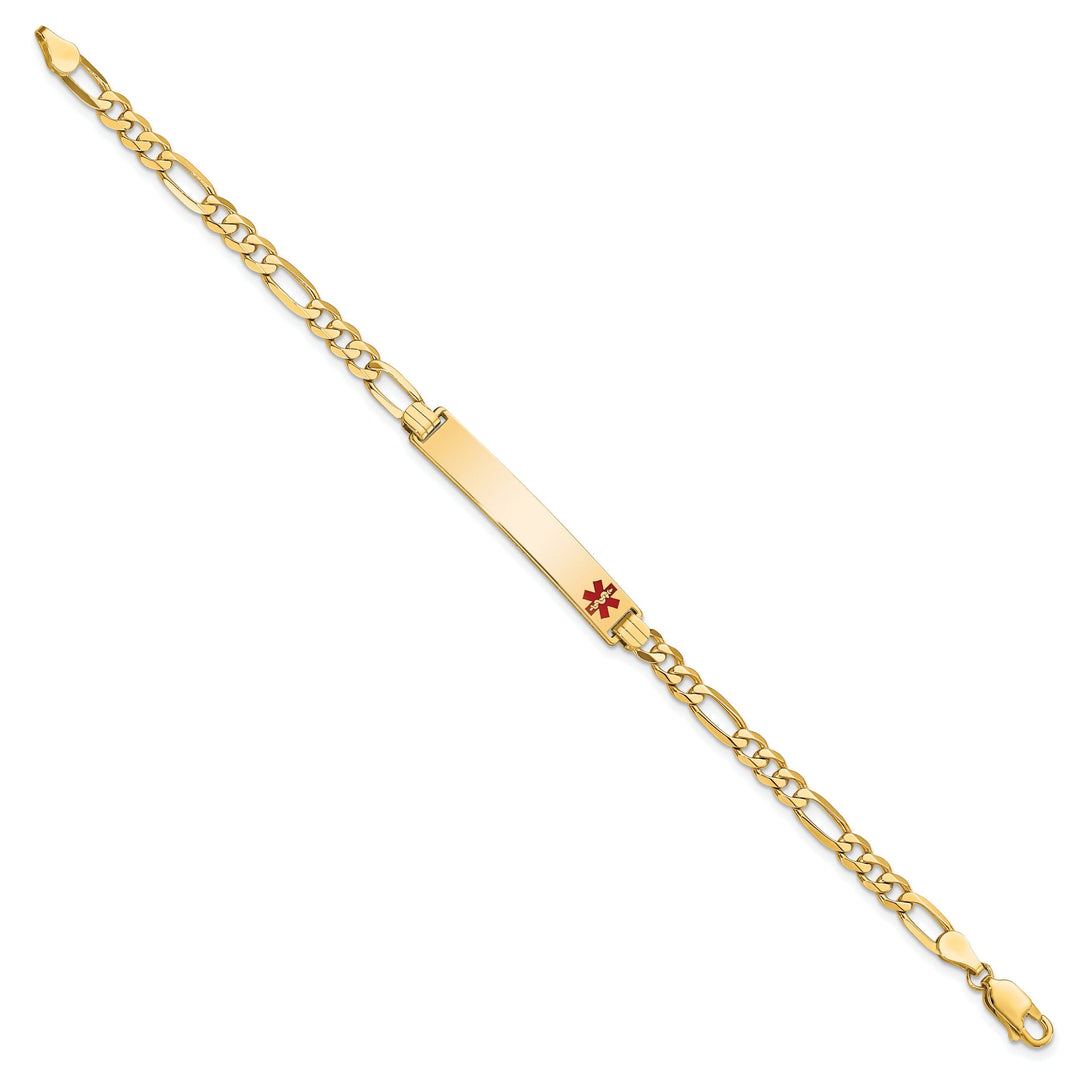 14K Yellow Gold Figaro Link Medical ID Bracelet