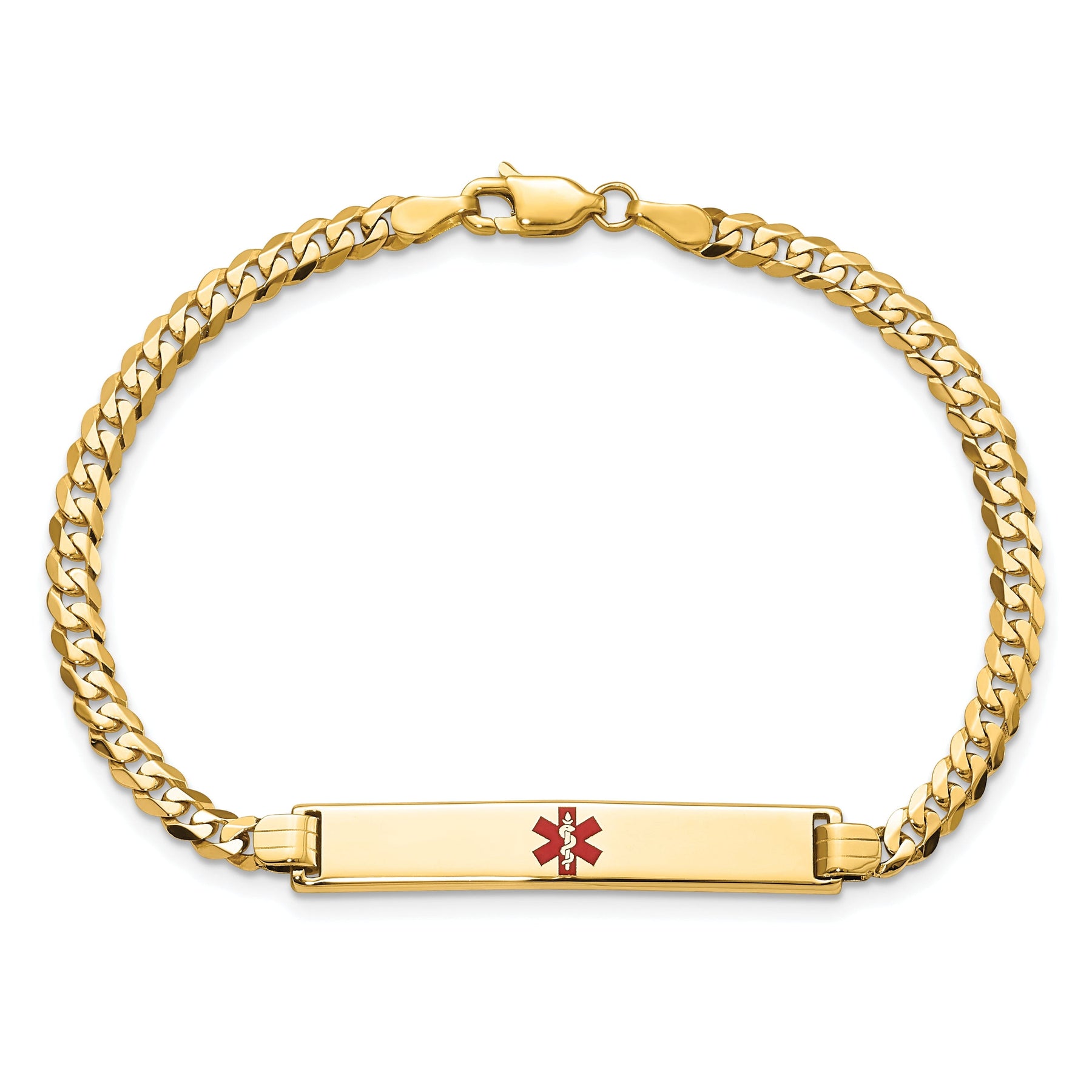 14K Yellow Gold Curb Link Medical ID Bracelet