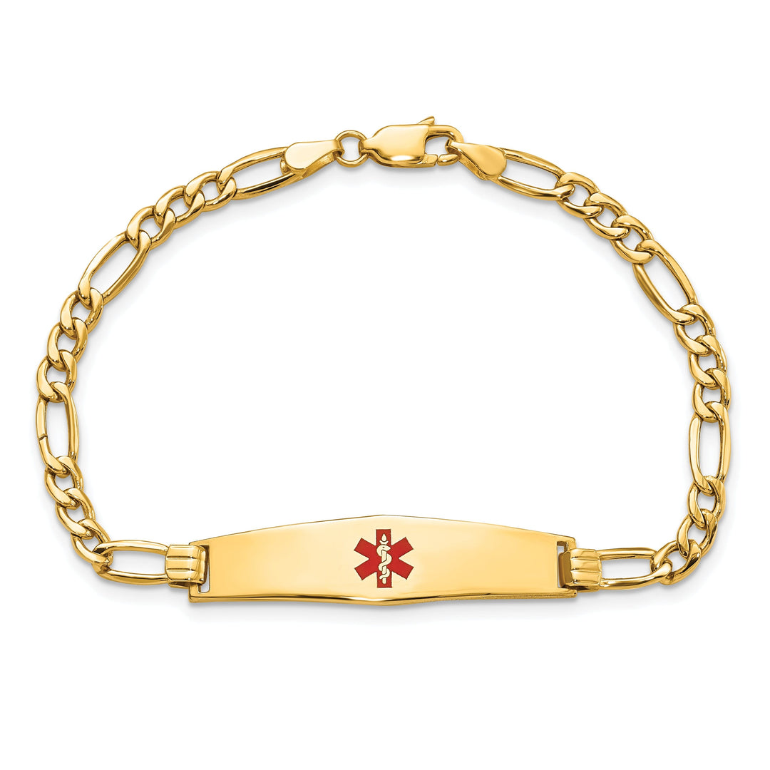 14K Yellow Gold Figaro Link Medical ID Bracelet