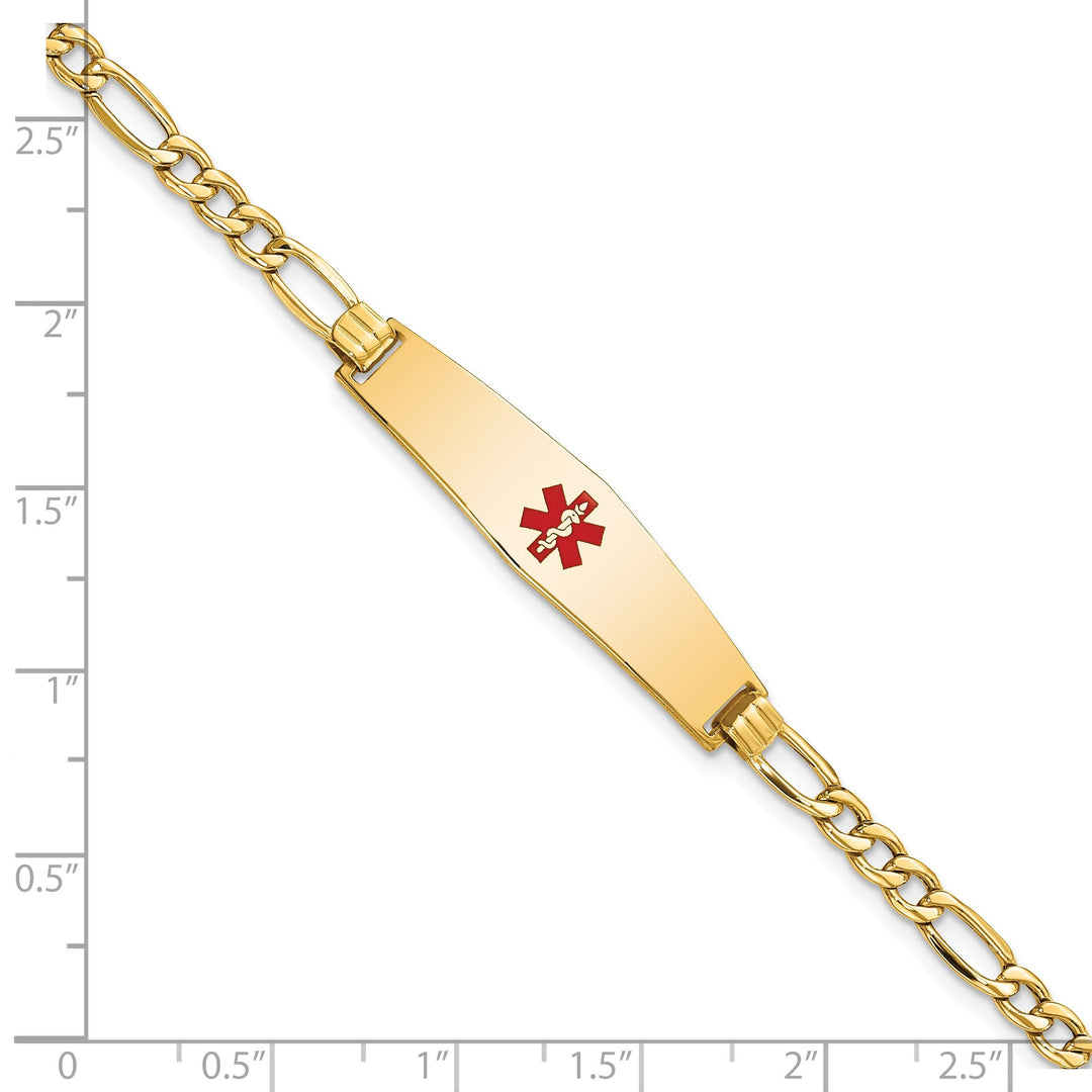 14K Yellow Gold Figaro Link Medical ID Bracelet