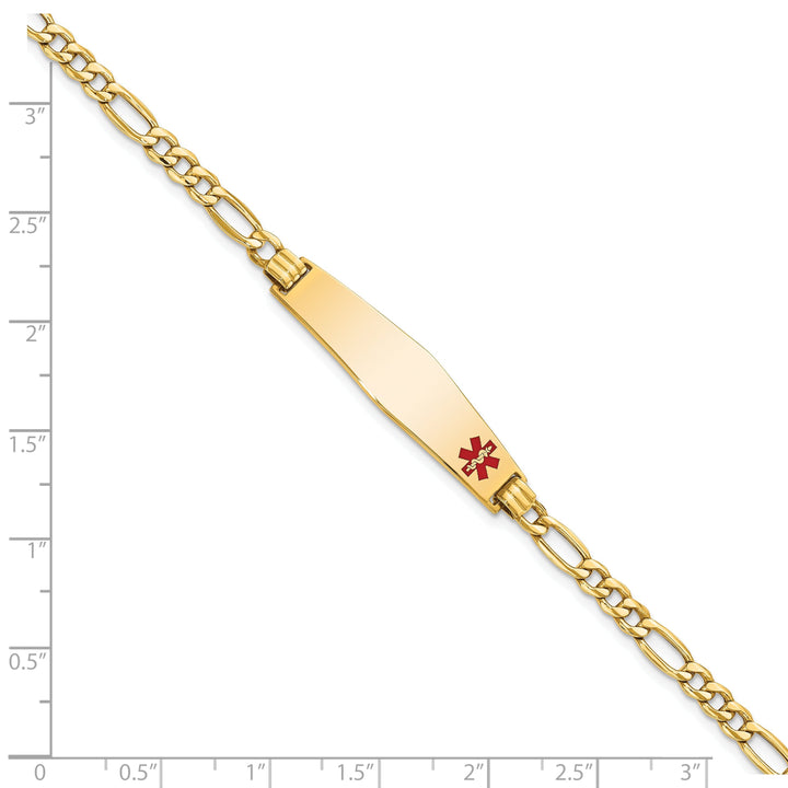 14K Yellow Gold Figaro Link Medical ID Bracelet