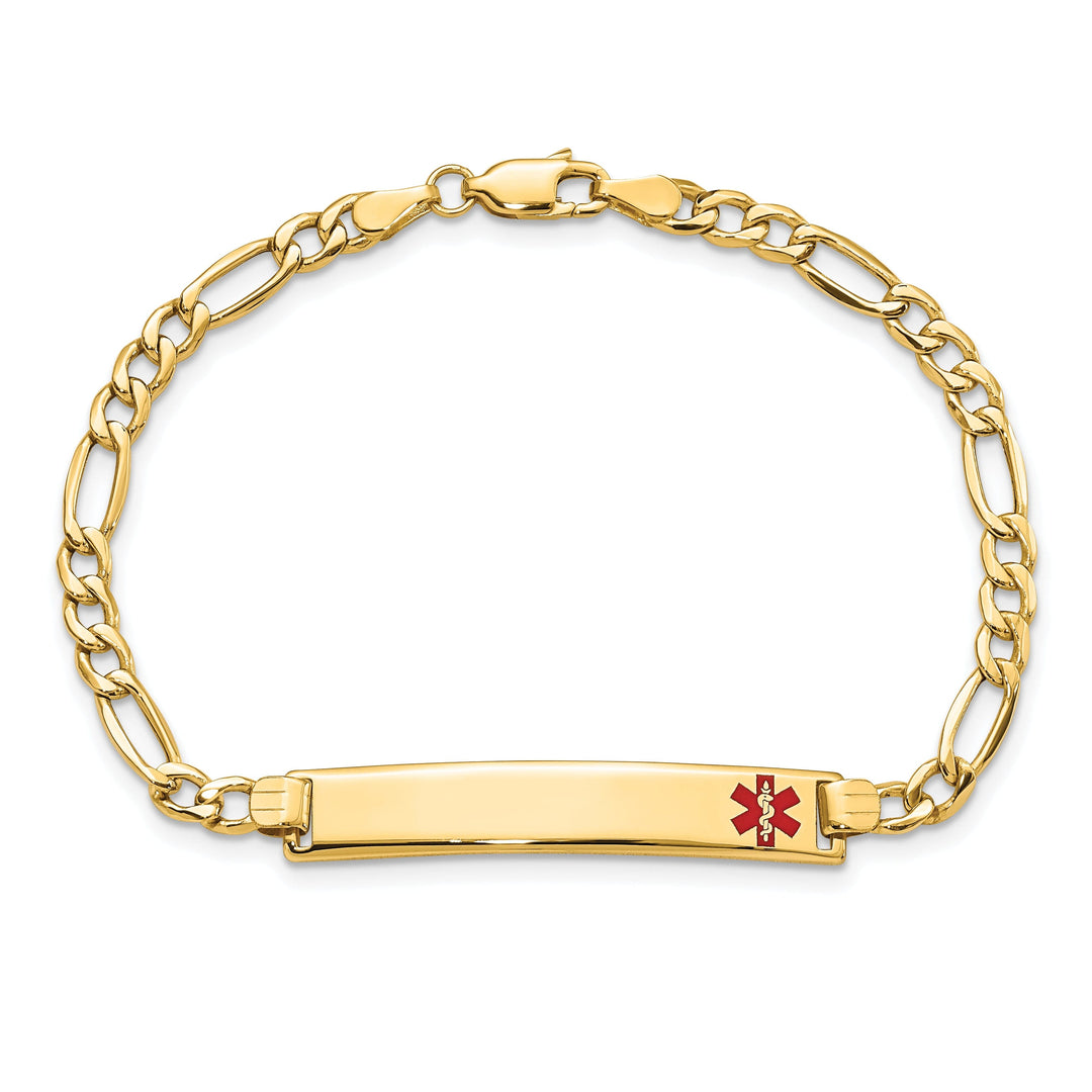 14K Yellow Gold Figaro Link Medical ID Bracelet