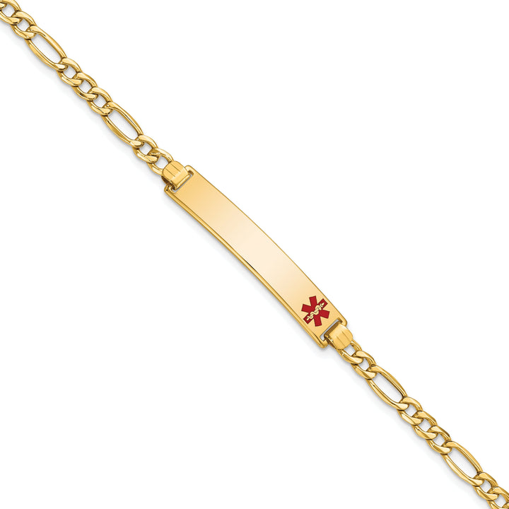 14K Yellow Gold Figaro Link Medical ID Bracelet