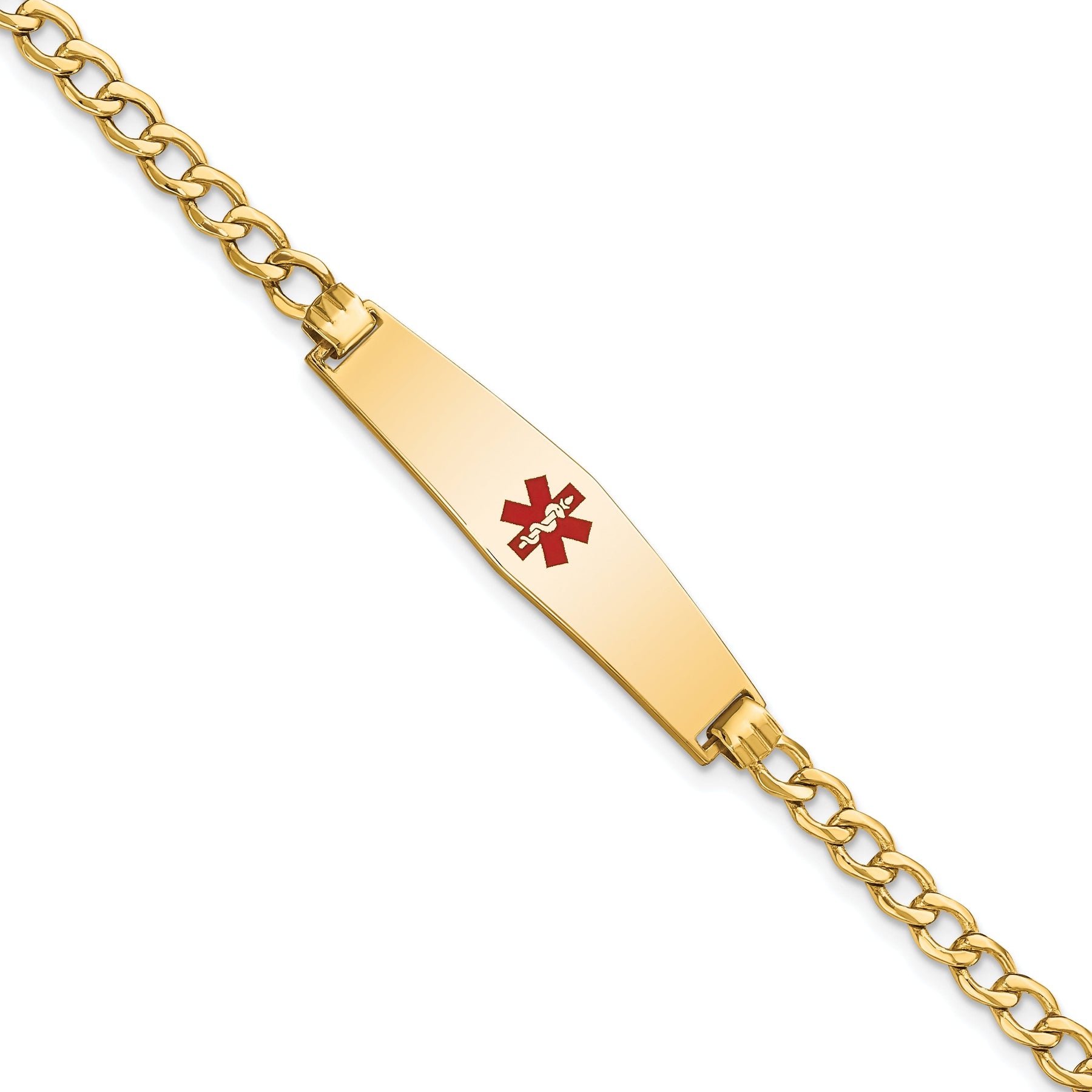 14K Yellow Gold Curb Link Medical ID Bracelet