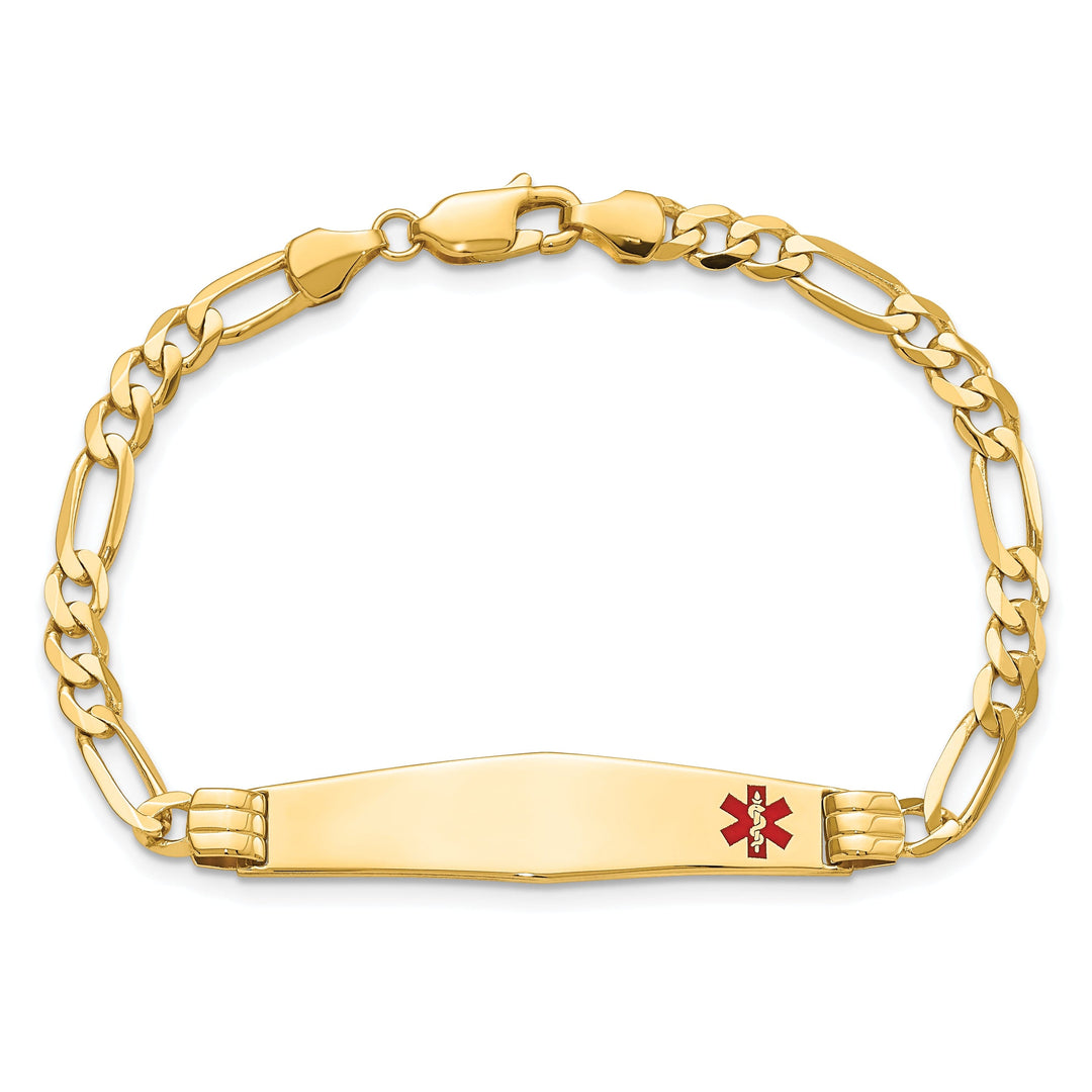 14K Yellow Gold Figaro Link Medical ID Bracelet