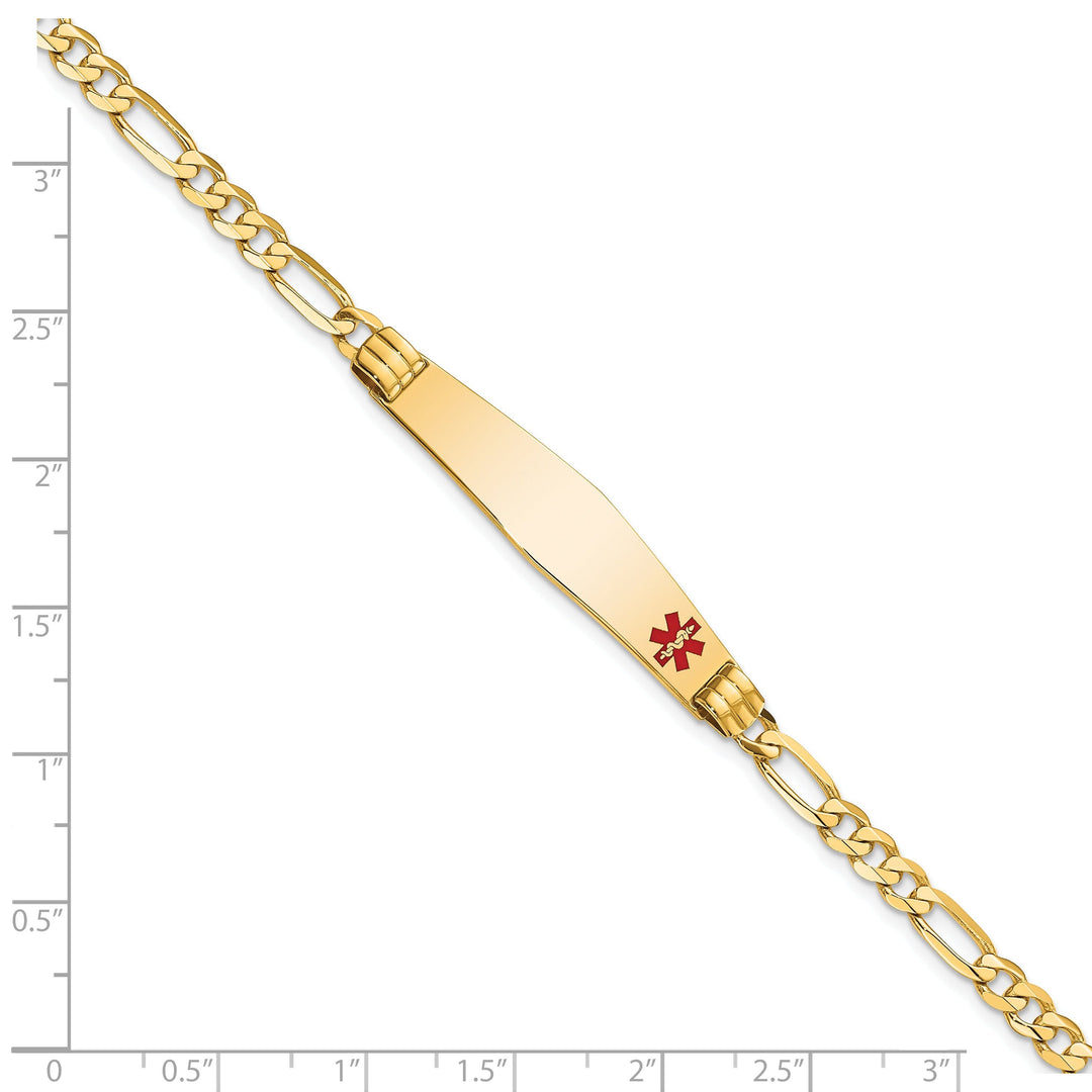 14K Yellow Gold Figaro Link Medical ID Bracelet