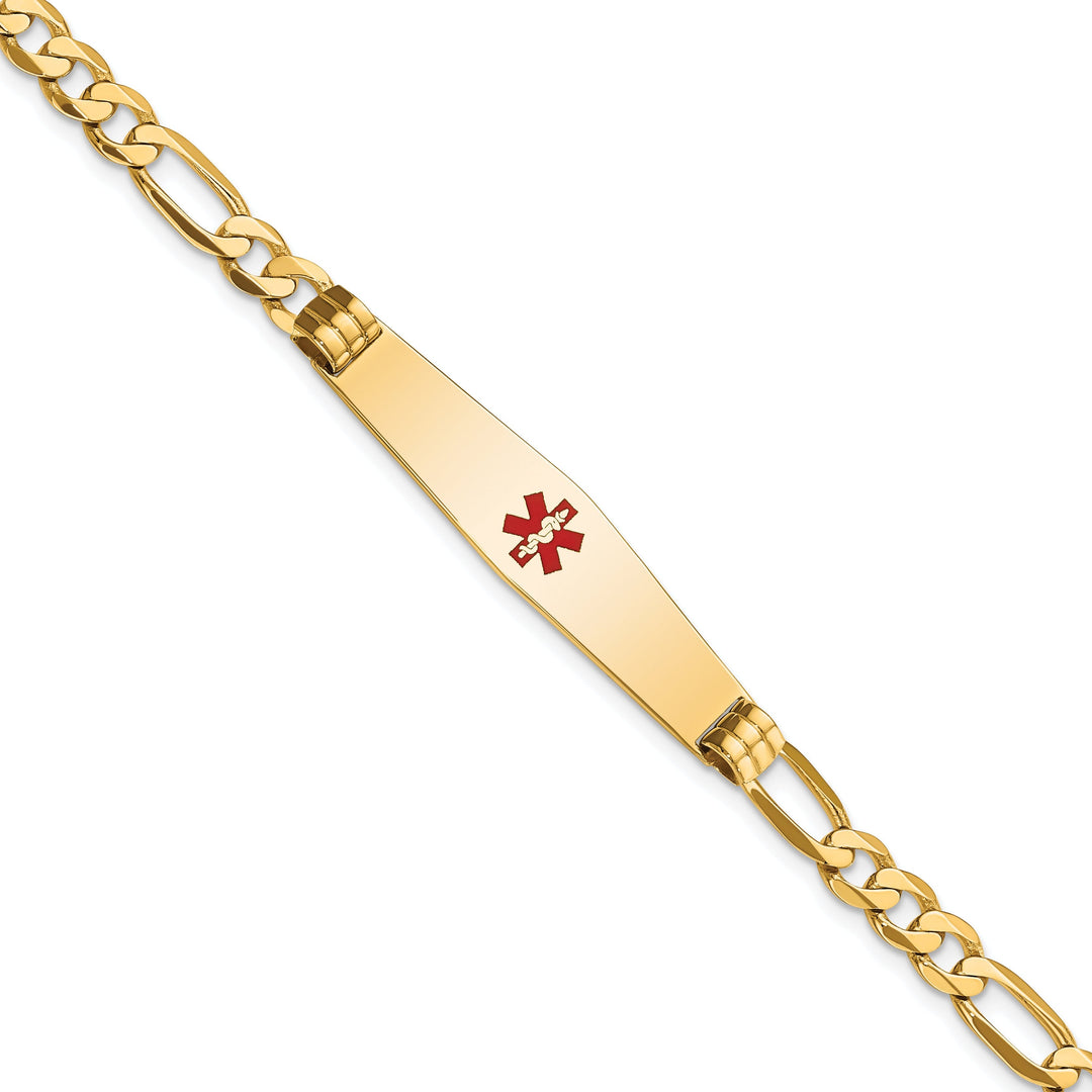 14K Yellow Gold Figaro Link Medical ID Bracelet