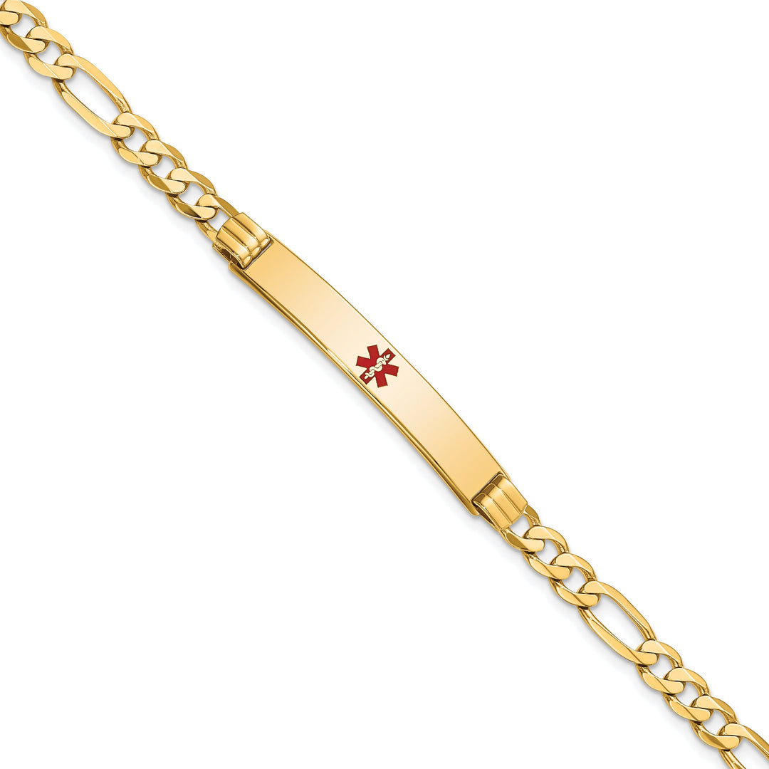 14K Yellow Gold Figaro Link Medical ID Bracelet