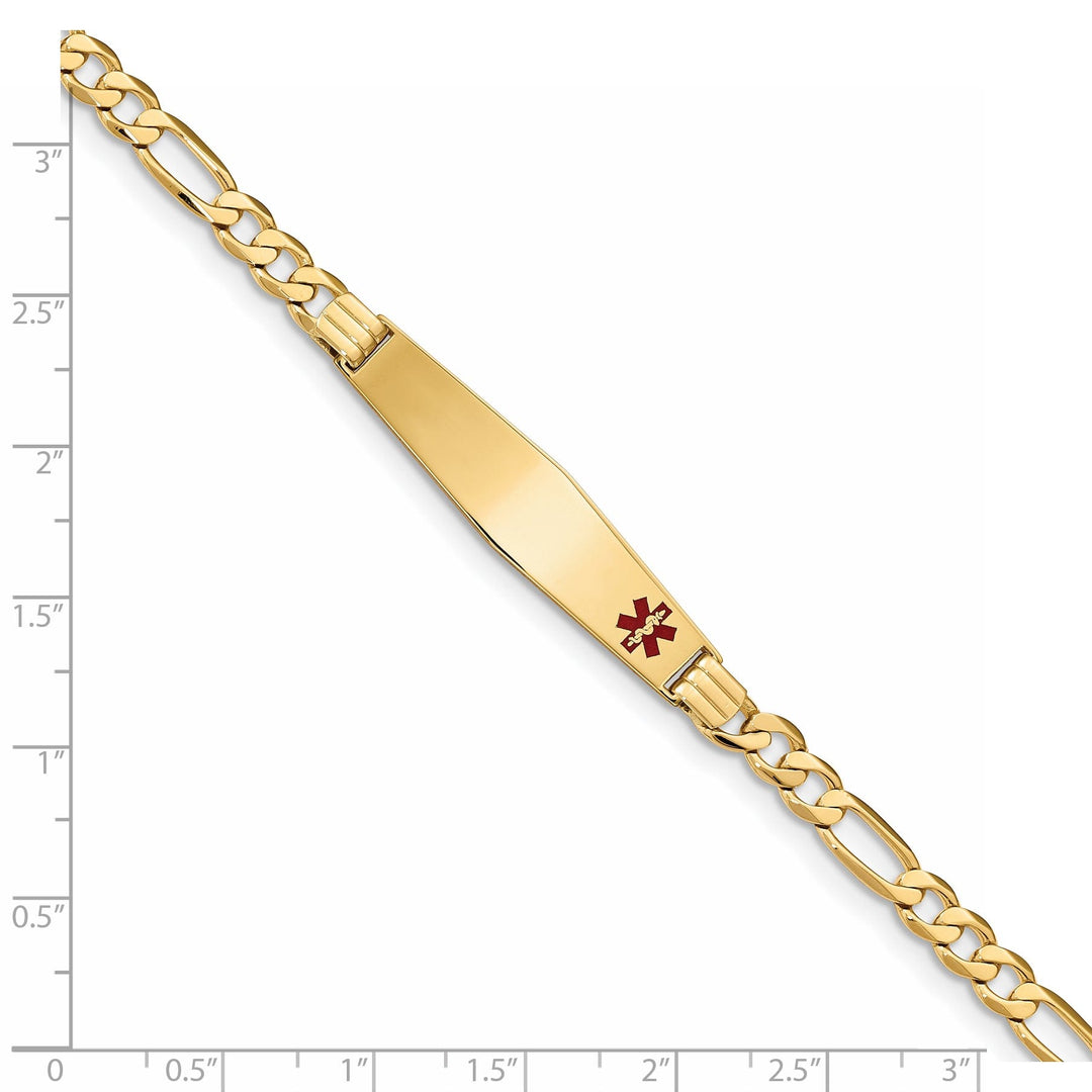 14K Yellow Gold Figaro Link Medical ID Bracelet