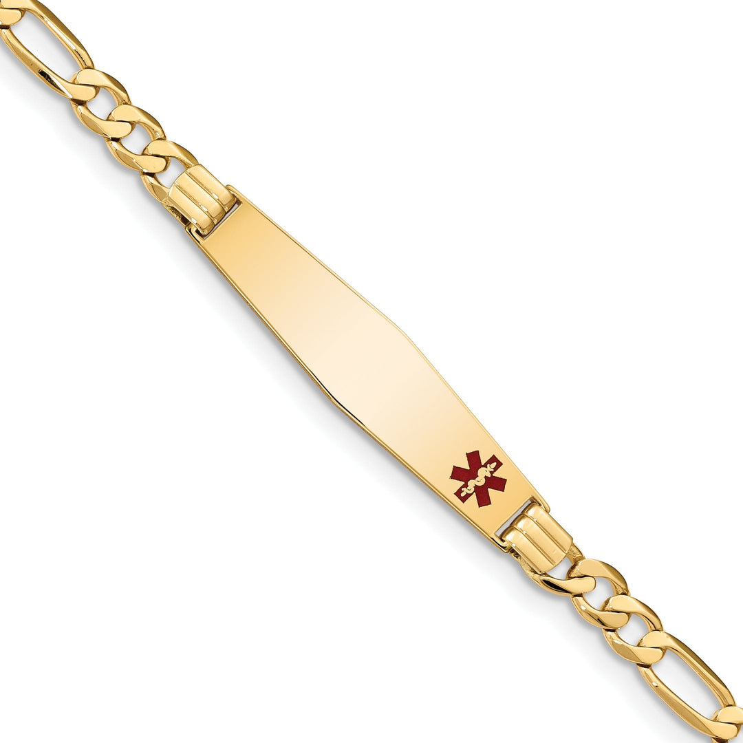 14K Yellow Gold Figaro Link Medical ID Bracelet