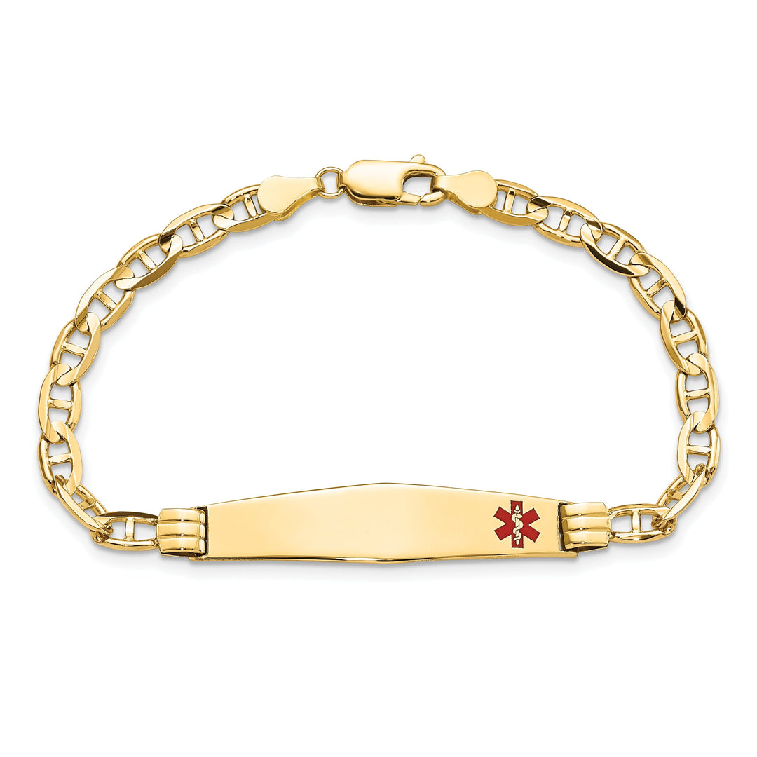 14K Yellow Gold Anchor Link Medical ID Bracelet