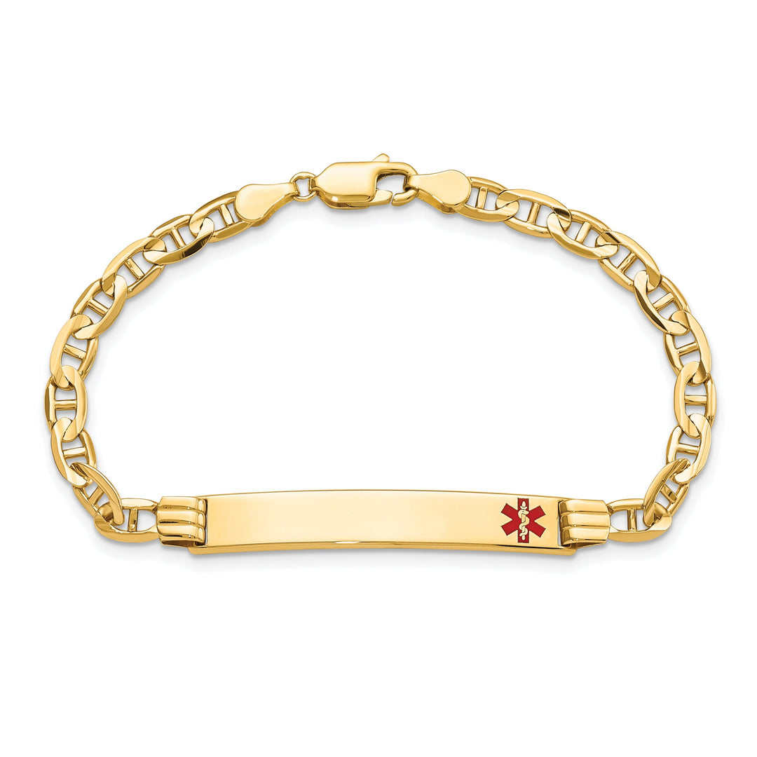 14K Yellow Gold Anchor Link Medical ID Bracelet