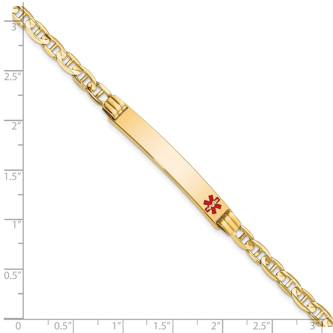 14K Yellow Gold Anchor Link Medical ID Bracelet