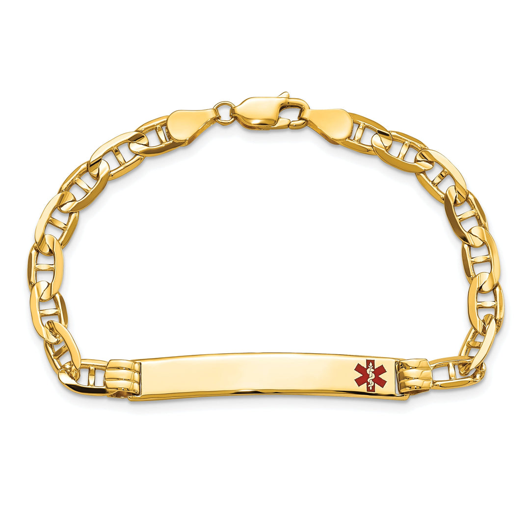 14K Yellow Gold Anchor Link Medical ID Bracelet