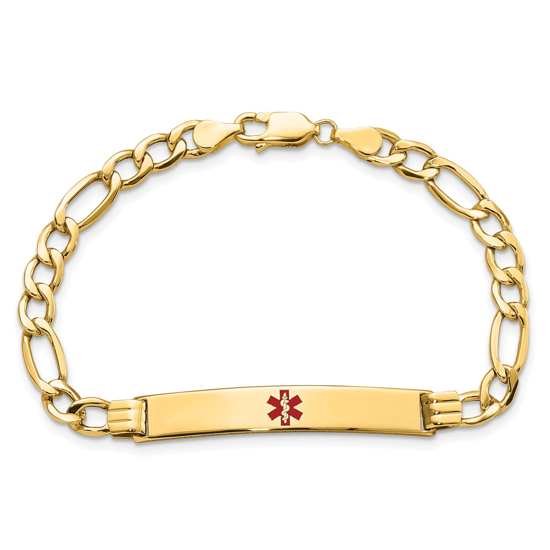 14K Yellow Gold Figaro Link Medical ID Bracelet