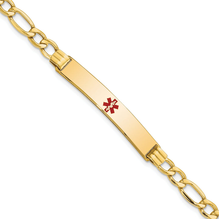 14K Yellow Gold Figaro Link Medical ID Bracelet