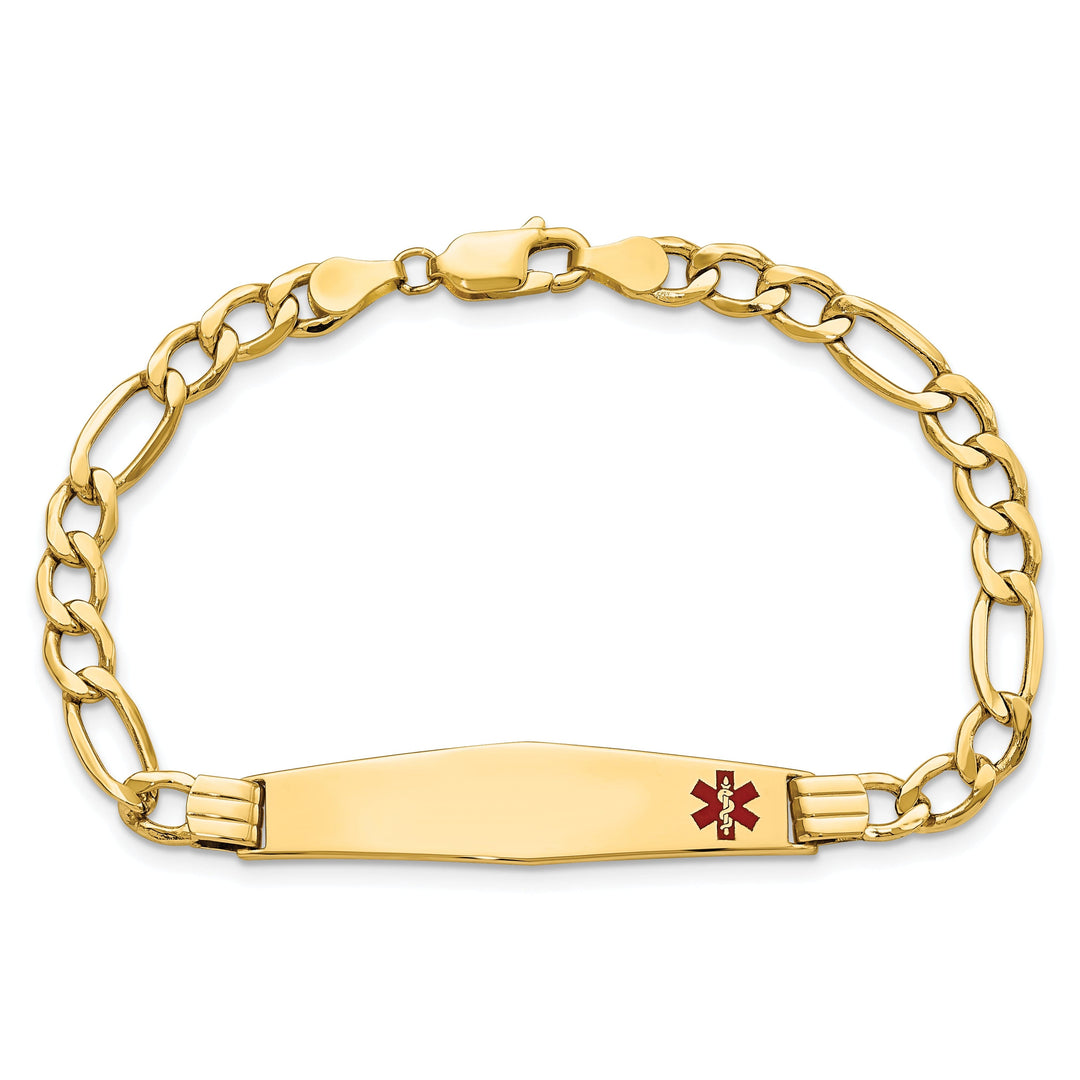 14K Yellow Gold Figaro Link Medical ID Bracelet