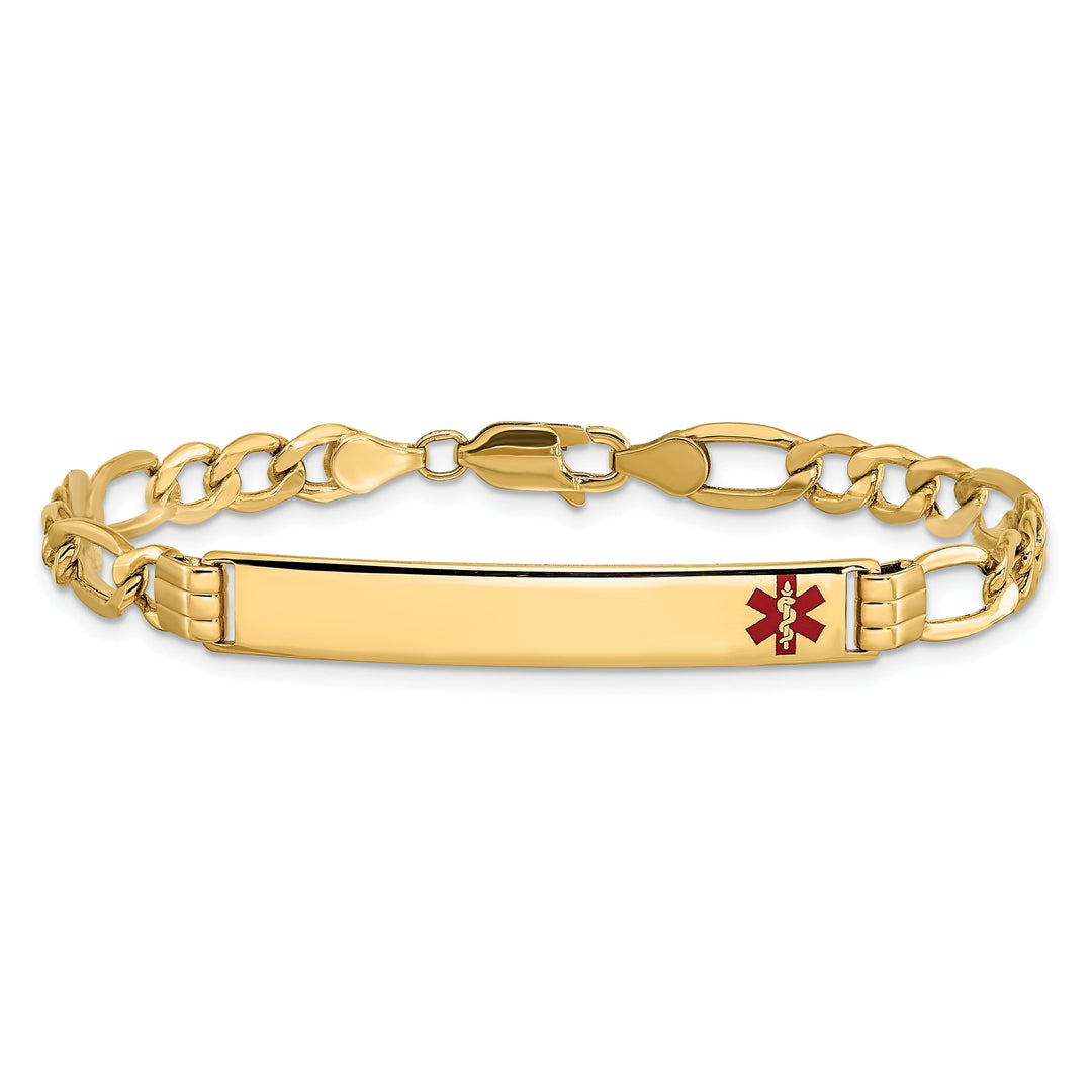 14K Yellow Gold Figaro Link Medical ID Bracelet