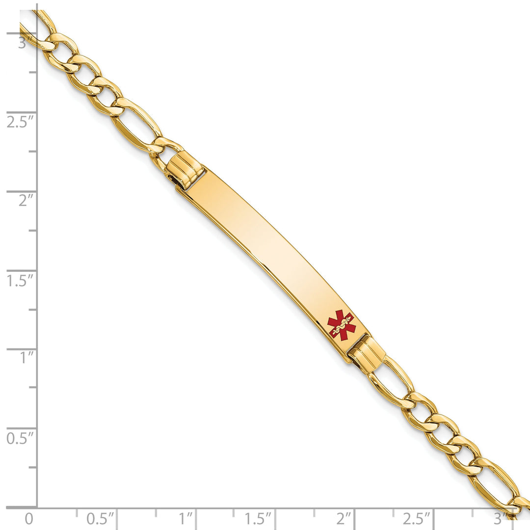 14K Yellow Gold Figaro Link Medical ID Bracelet