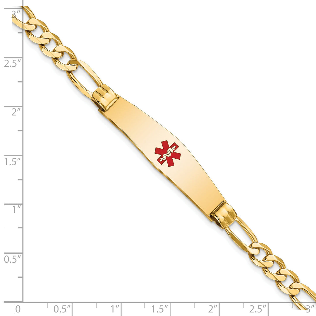 14K Yellow Gold Figaro Link Medical ID Bracelet